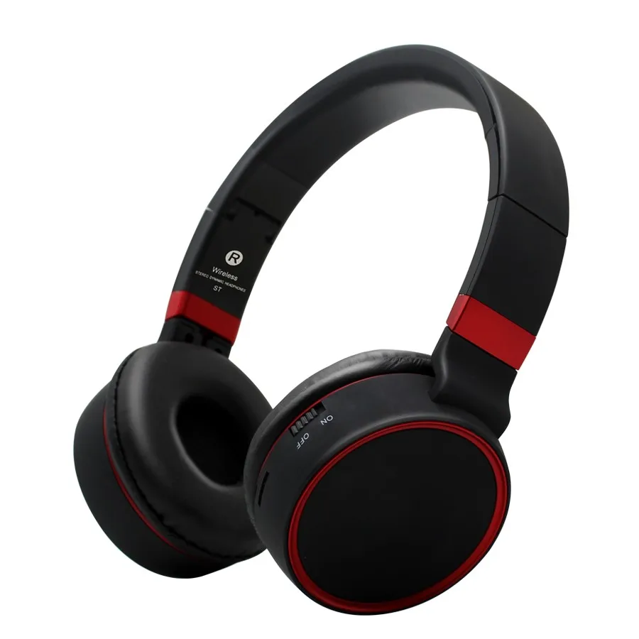 Red PINZHENG ST10 беспроводные Bluetooth наушники с микрофоном/TF карты игровые наушники гарнитура для компьютера ТВ наушники - Цвет: Red