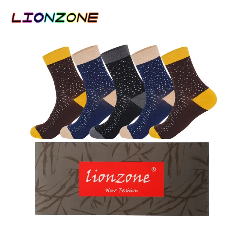 LIONZONE 5 пар/лот мужские зимние носки Подарочная коробка из бамбукового теплая