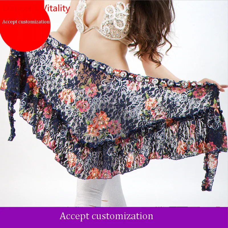 

2018 New Wholesale Sale Hip Scarf Belly Dance Belt Triangles Skirt flower Color Free Shipping