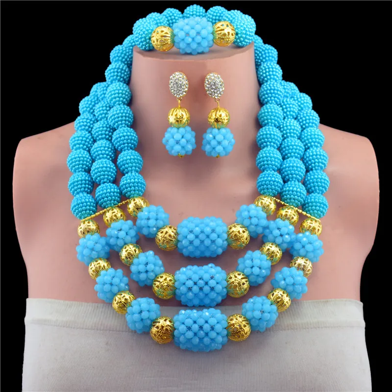 Новинка 2017 нигерийские Свадебные комплекты ювелирных изделий индийские