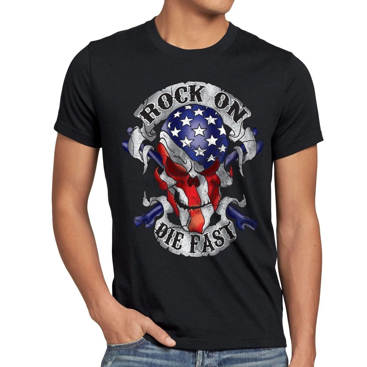 Футболка с черепом Totenkopf sons stars stripes amerika USA anarchia soa 100% хлопок короткий рукав круглый