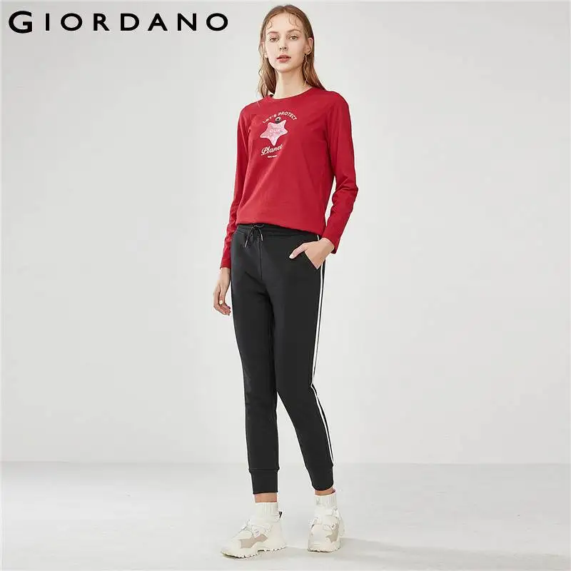 Giordano Women Casual Joggers Pants Contrast Pantalon Femme Elastic Spodnie Damskie Fashion Trousers Pantalones Mujer | Женская одежда
