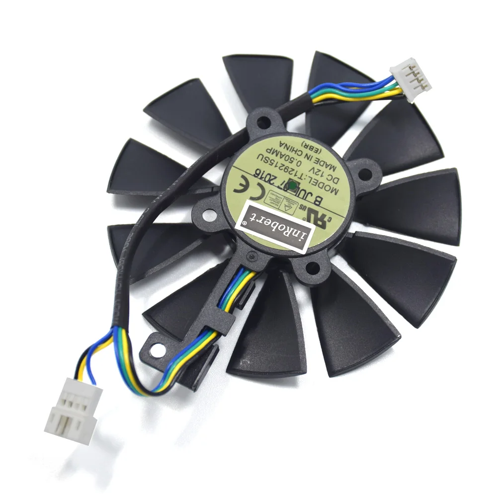 88 мм T129215SU DC 12 В 0.50A кулер вентилятор для ASUS Strix GTX 1050 1060 1070 1080 GTX 970 RX 480 Вентилятор Охлаждения видеокарты