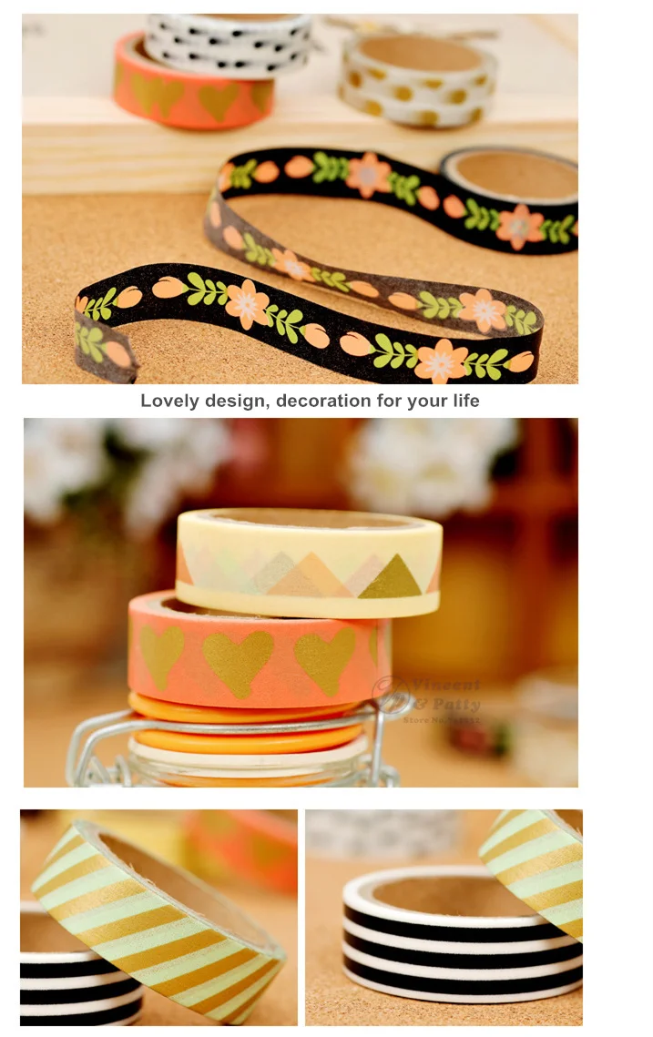 8 шт./лот бумажные ленты с рисунком дерева декоративная клейкая лента washi
