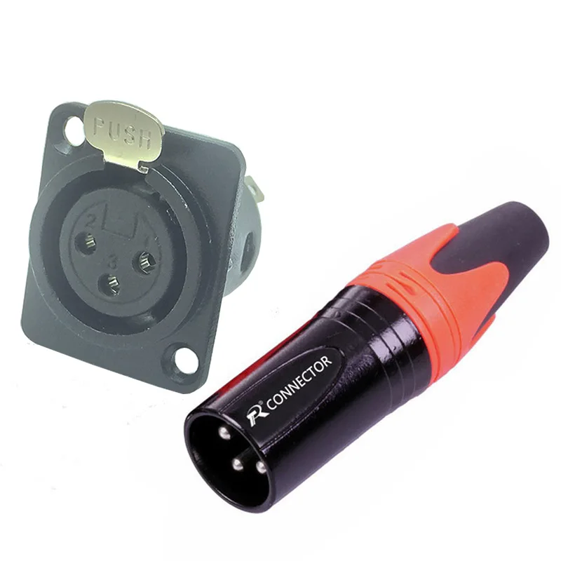 Orange-M(5 Sets) 5 компл./лот 3-контактный разъем XLR 5 шт. мужской+ 5 шт. Женский 3 полюса XLR Panle Mount женский/мужской разъем в розетку микрофон микрофонный адаптер - Цвет: Orange-M(5 Sets)