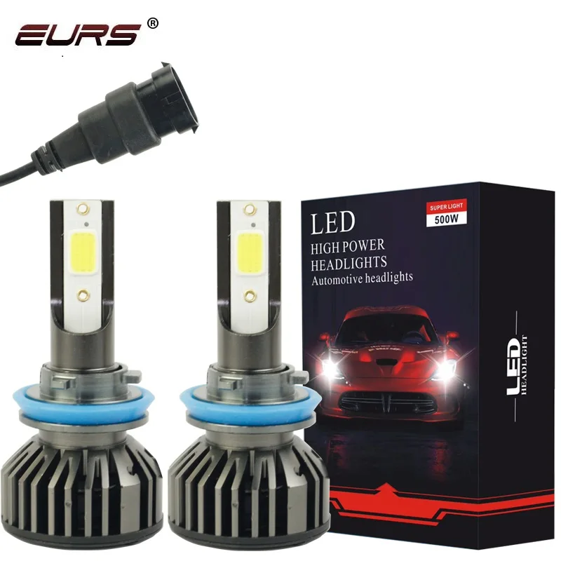 EURS 2 шт. mif2 фар автомобиля H7 светодиодный H4 светодиодный H1 H11 H3 H1 9006 9005 9012 48 Вт 6600LM 6000K 12V 24V авто фары противотуманная фара COB лампы
