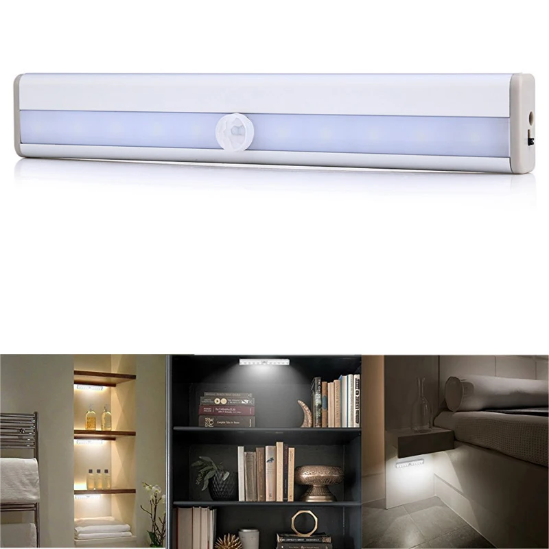 

PIR Motion Sensor Switch LED Under Cabinet Kitchen Light Bedroom Wardrobe Closet Night Lights LED Bar Light Indoor Home Lamp