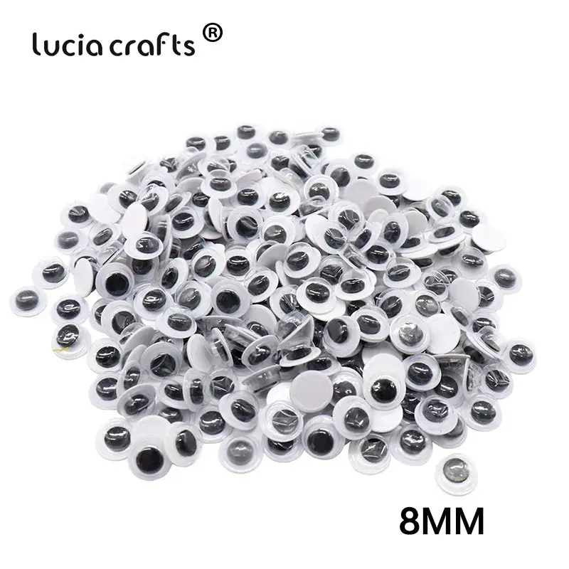 8mm 250pcs 5/7/8/10/12/15/20/25/30/35/40 мм Пластиковые волнистые игрушечные глаза для игрушек аксессуар(с самоклеющейся) K0804 - Цвет: 8mm 250pcs