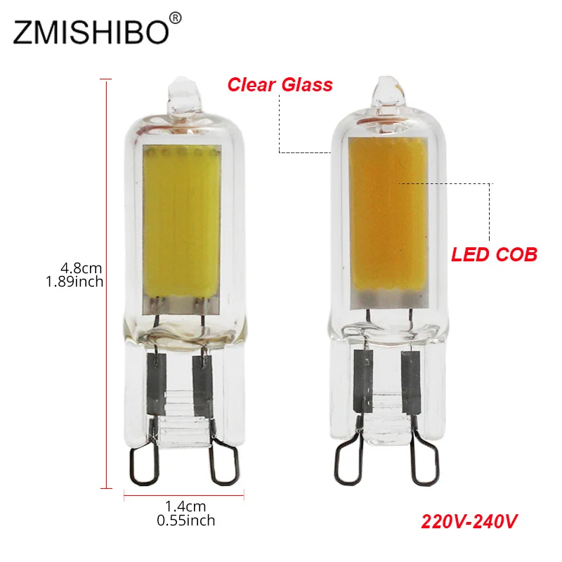 ZMISHIBO 10 шт./лот COB светодиодные лампы G9 для люстры внутреннего освещения 220 240 в 2 Вт