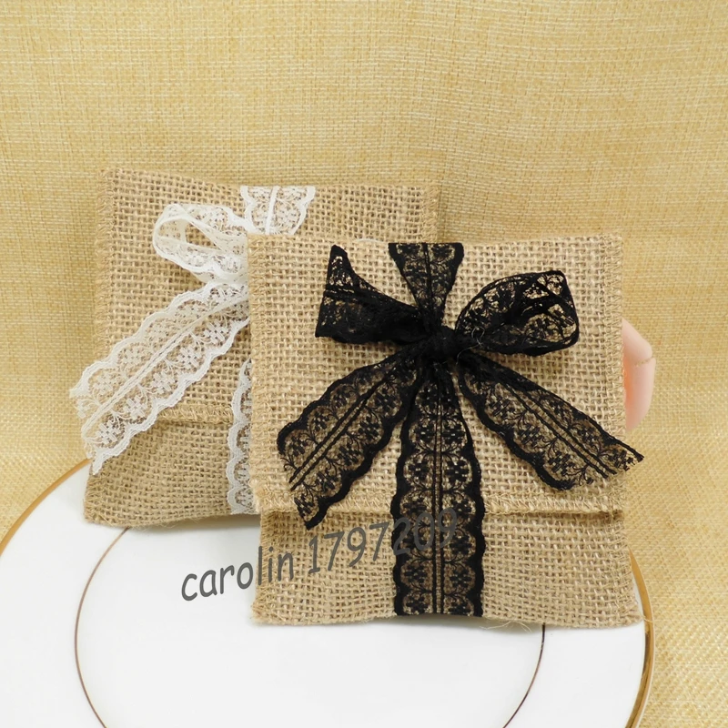 Винтажные свадебные сумочки для конфет из джута 10 шт.|favor bags|favor pouchfavor wedding |