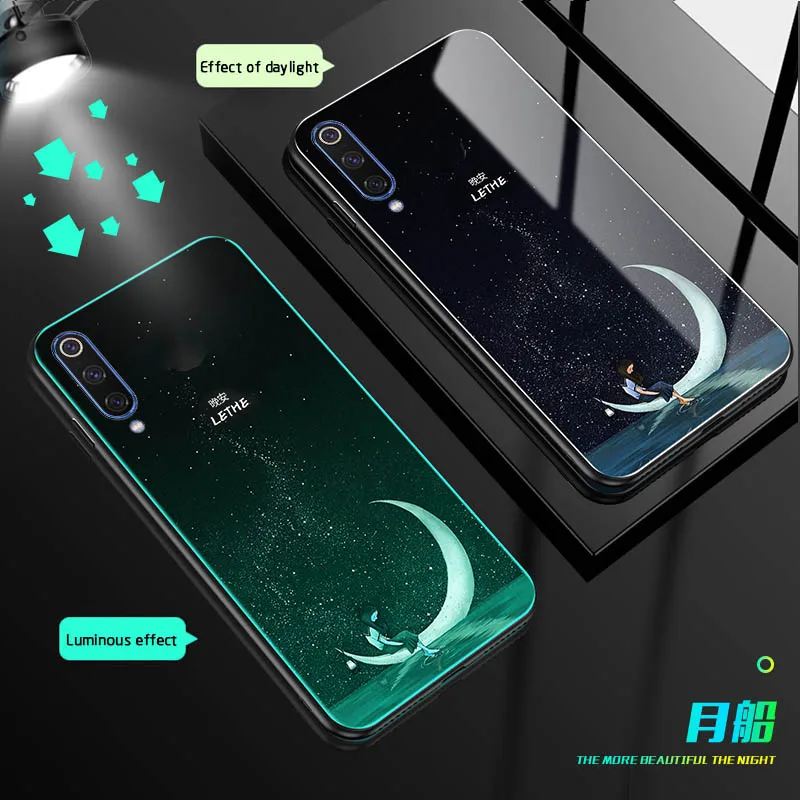 Чехол в виде светящегося стекла для Xiaomi mi 9 SE mi 9 Pro A3 CC9E роскошный ночной блеск задняя крышка для Xiao mi redmi Note 7 8 Pro Чехол для телефона - Цвет: 3