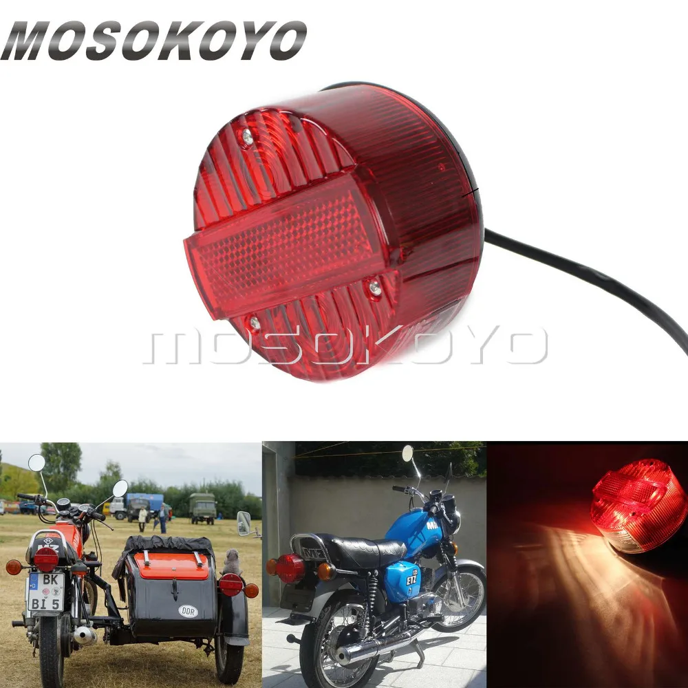 Круглый задние габаритные огни мотоцикла красный задний фонарь для MZ ETZ SUZUKI TS 125 150