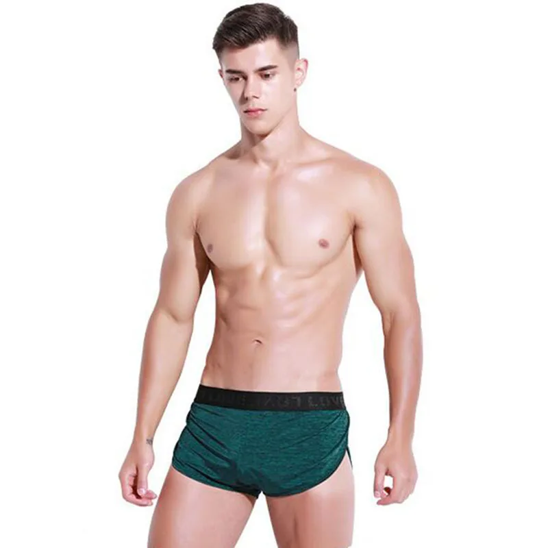 Мужские трусы-боксеры cueca masculina ice silk calzoncillo hombre Домашняя одежда боксеры para hombre bielizna boxershorts для мужчин - Цвет: Зеленый