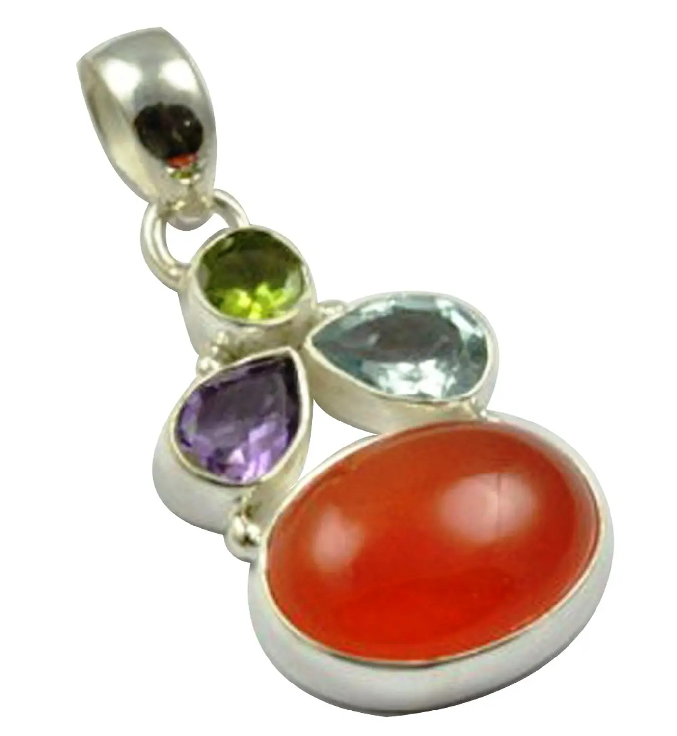 Lovegem Натуральный Сердолик & Аметист & Перидот кулон из стерлингового серебра 925 пробы, 41,4 мм, MHBAP4530