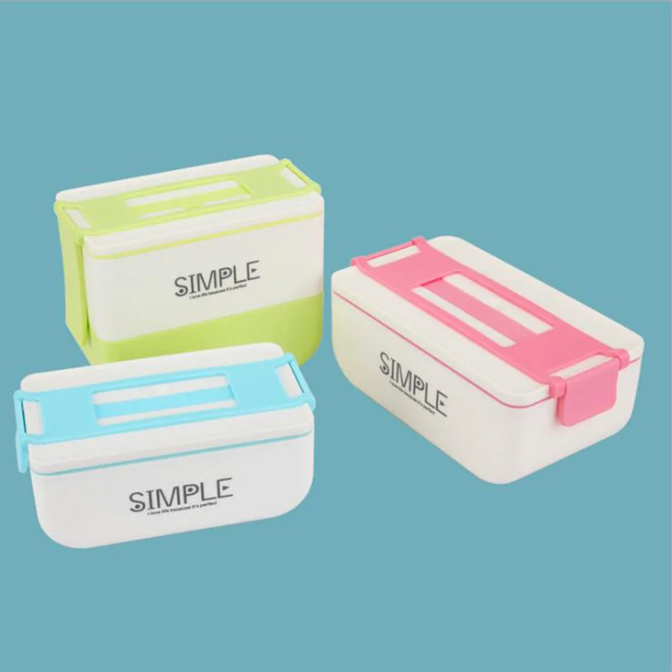 ONEUP японский стиль простой Ланч-бокс двухслойный экологически чистый Bento box 2000 контейнер для еды, мл Microwavable чехол для магазина еды