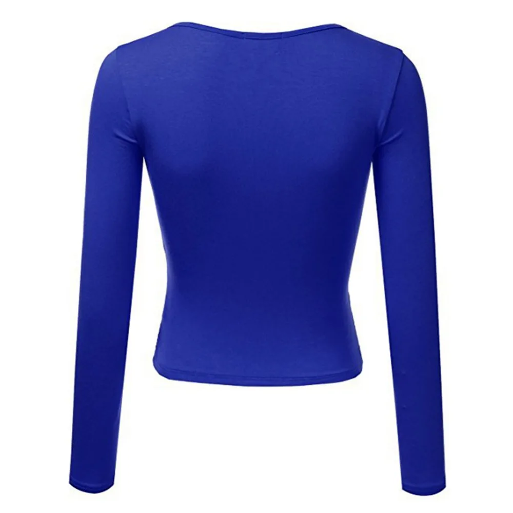 Летние повседневные топы женские с длинным рукавом крест-накрест wrap slim fit