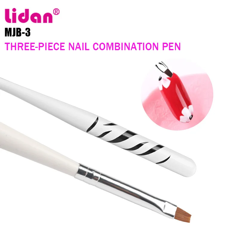 LIDAN Зебра стержень 3 шт щетки для ногтей Nail Art Кисть тянуть линии цветок пера|Кисти