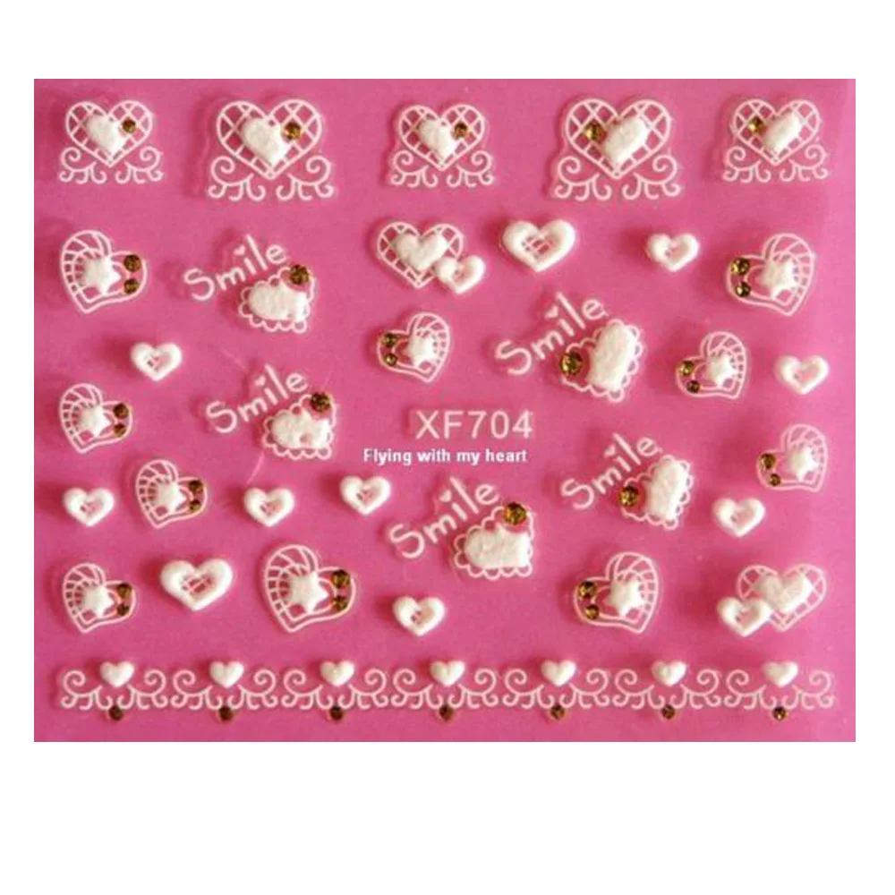 Белые кружевные наклейки для дизайна ногтей 1 лист 3d декора переводные воды|water