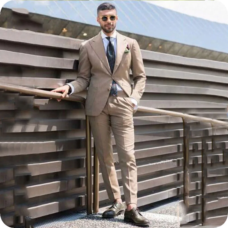 Остроконечные нагрудные серый мужские свадебные костюмы Slim Fit человек пиджаки