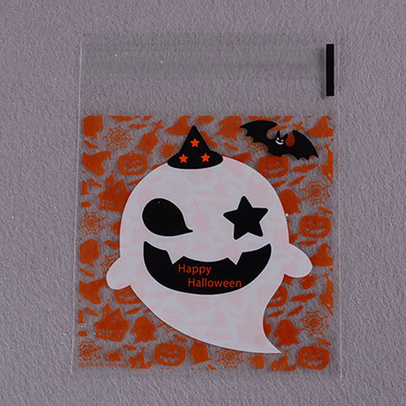 

100pcs/lot Halloween Cookie Candy Packaging Bags Baking Self-adhesive Plastic Bags