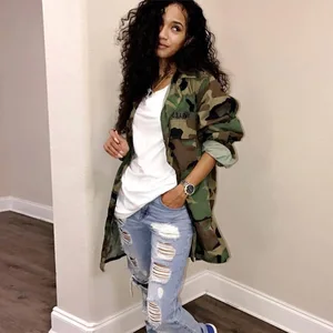 Женская камуфляжная куртка на пуговицах, свободная повседневная армейская куртка с отложным воротником, карманами и длинным рукавом, 2019