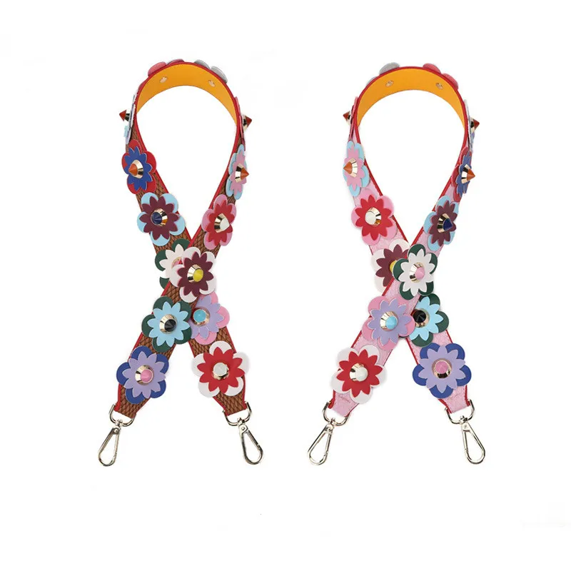 

Ремешок для женской сумочки, цветной аксессуар на плечо с цветами, значок, заклепка, модный аксессуар