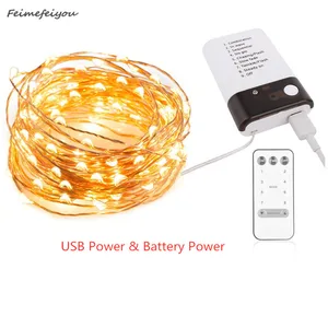 Светодиодный светильник из медной проволоки 51020 м, гирлянда с восьмирежимным аккумулятором и питанием от USB, сказочный светильник s на Рождество, Свадебный декор, светильник