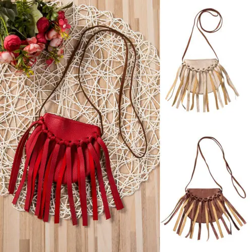 3 вида цветов Новые мини-сумки через плечо для маленьких девочек с кисточками