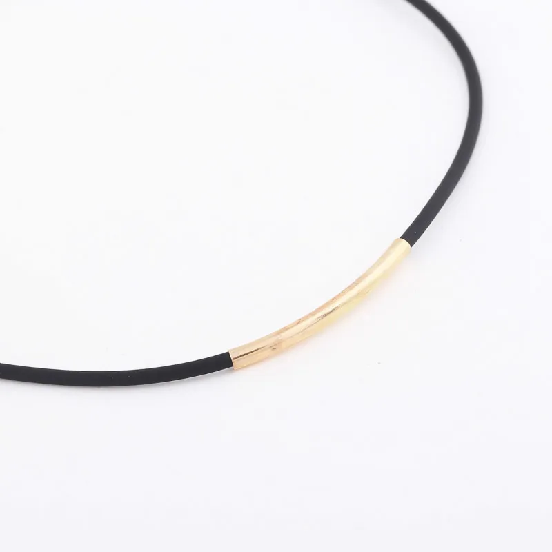 Ожерелье женское из черной кожаной веревки японский и корейский чокер с золотой
