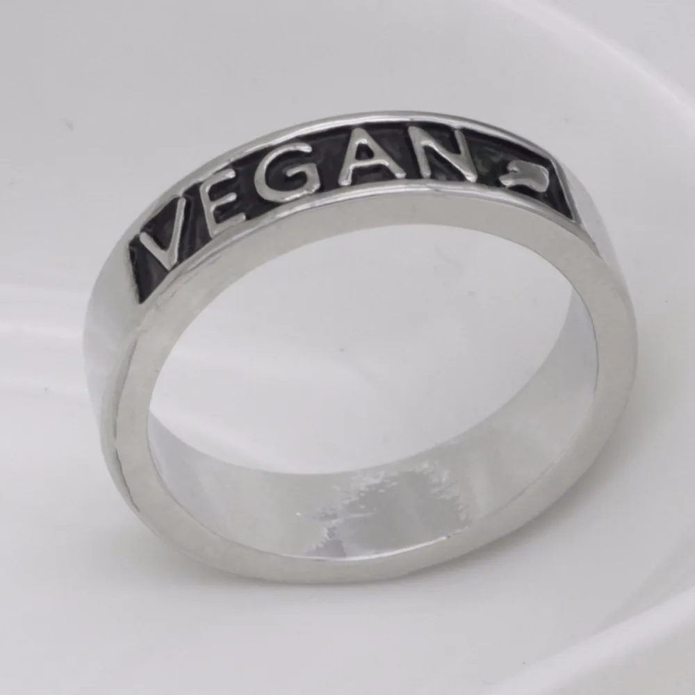 

Vegan Ring Vegetarian Jewelry Wedding Band Vegan Gift YLQ0536
