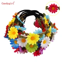 1pc flower bohemia headband hair accessories women beach flower hair bands headband for girls elastic flower crown headband