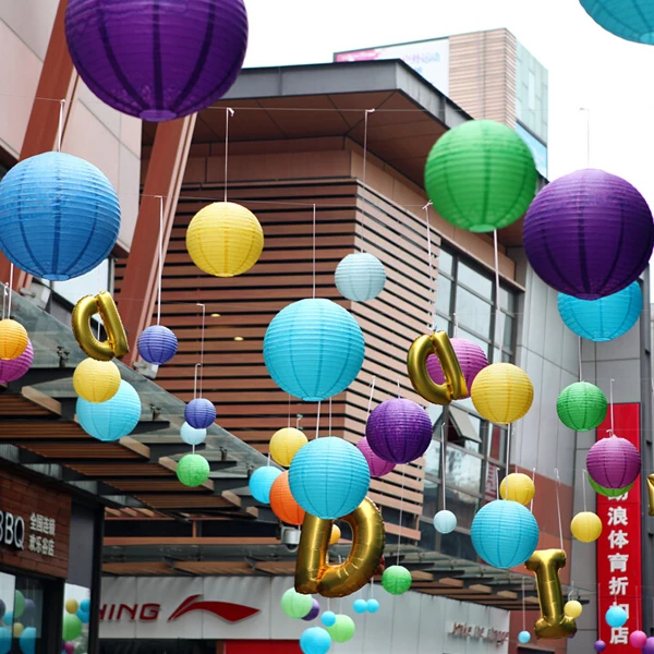 Китайские бумажные фонарики красные белые розовые синие фиолетовые желтые