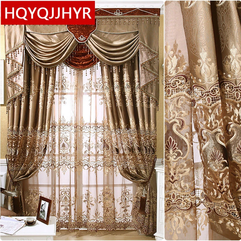 

European luxury high-precision three-dimensional embroidered curtains for the Living Room Window curtain Bedroom luxury drapes