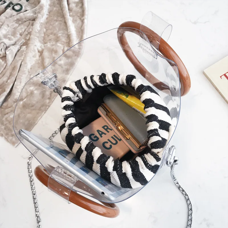 ПВХ милые женские сумки через плечо круглый ведро прозрачная сумка 2018 Малый