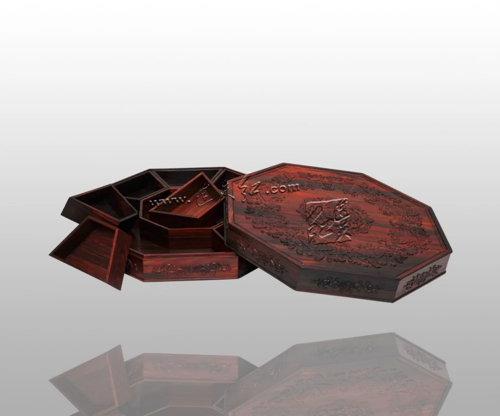 Деревянная резьба заполнение восьмисторонняя коробка для конфет Redwood домашняя