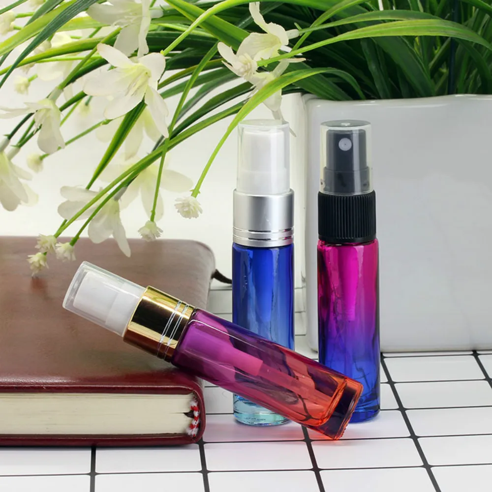 2pcs 10ml glass perfume bottle spray can be filled empty container gold silver pump | Красота и здоровье