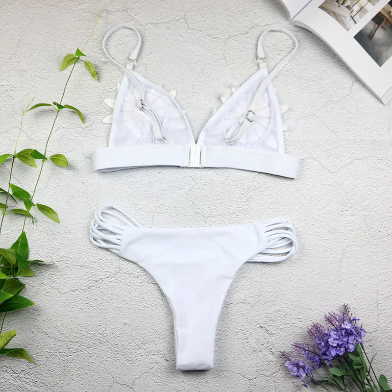 2019 Sexy White Lace Bikini Set Women SwimSuit Female Biquini Bathing Suit String Bikinis Micro Biquine Lady Beach Wear | Женская одежда