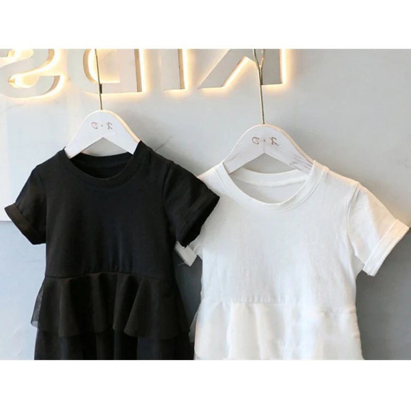 Children Dress Kids Girls Summer T-shirt Stitching Princess Tutu Dresses Cotton Short Sleeve 4-8T | Детская одежда и обувь