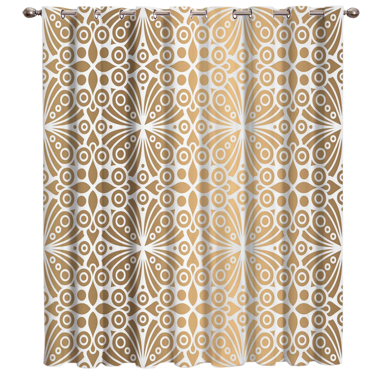 Gold Moroccan Pattern Damask Room Curtains Large Window Curtain Rod Kitchen Outdoor Indoor Floral Decor Kids Panels With | Дом и сад