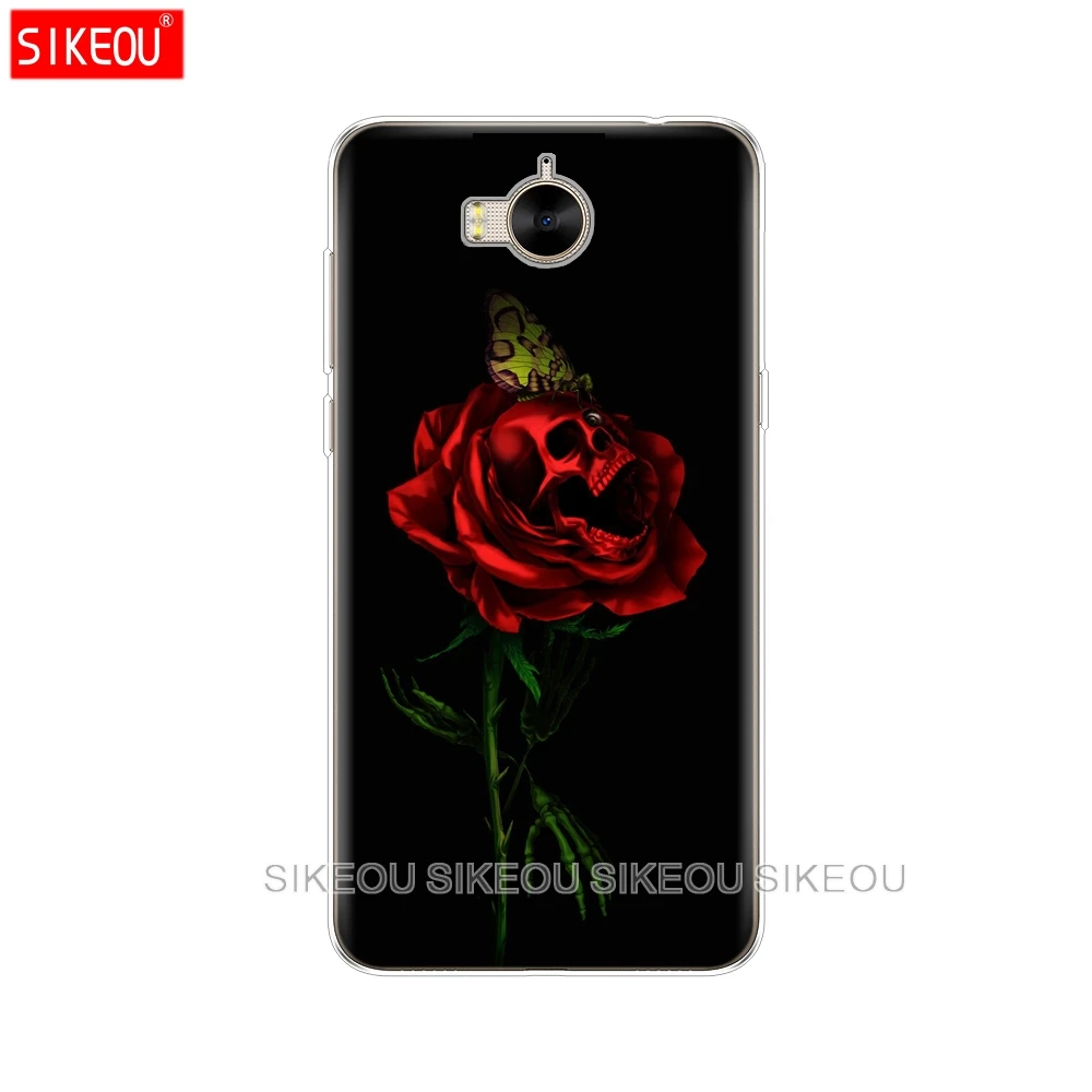 Silicone phone Cover Case for huawei Y3 Y6 Y5 2 II 2017 nova 3e 2s LITE plus soft tpu Cute Flower Skull coloured drawing |