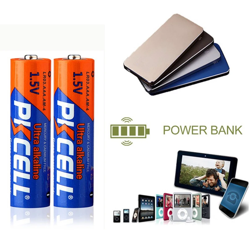 PKCELL 5PK LR03 20pcs AAA батарея + LR6 AA не перезаряжаемая сухая щелочная 1 5 V для часов