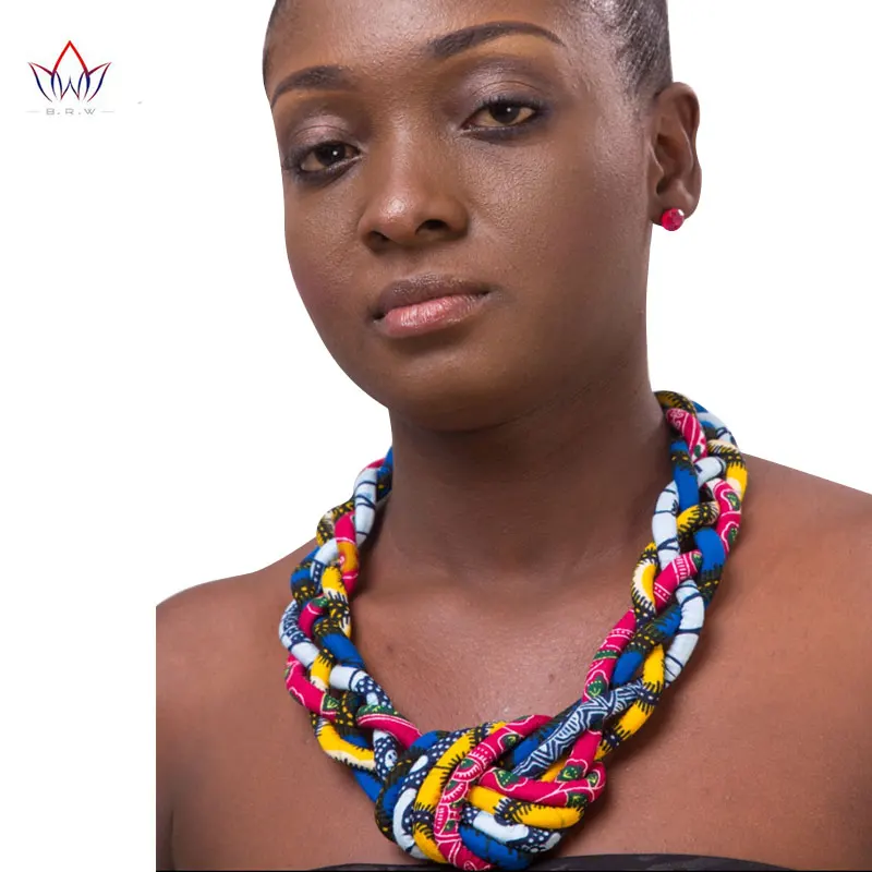 

2021 Ankara Beautiful Multi Strand Necklace Rope Chain Statement Necklaces African Print Wax Multistrand Necklace WYB76
