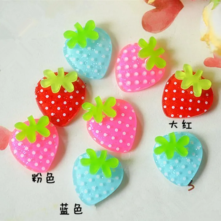 30pcs 17*20mm Mixed Color Strawberry flatback cabochon resins DIY hairtie phone decoration accessory crafts TCRA096 | Дом и сад