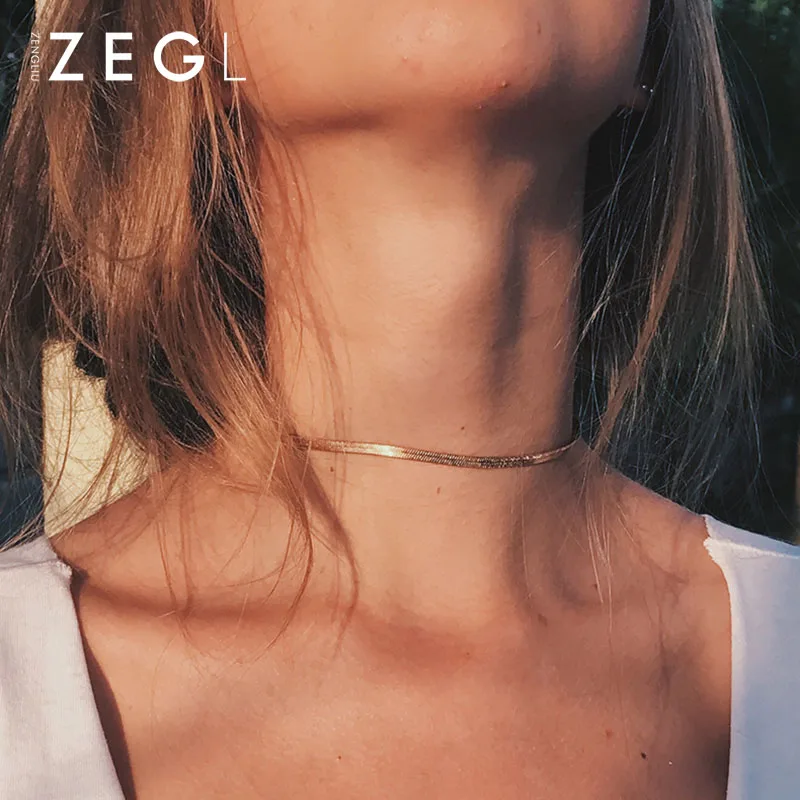 ZEGL snake bone necklace female short paragraph choker clavicle chain simple neck collar jewelry | Украшения и аксессуары