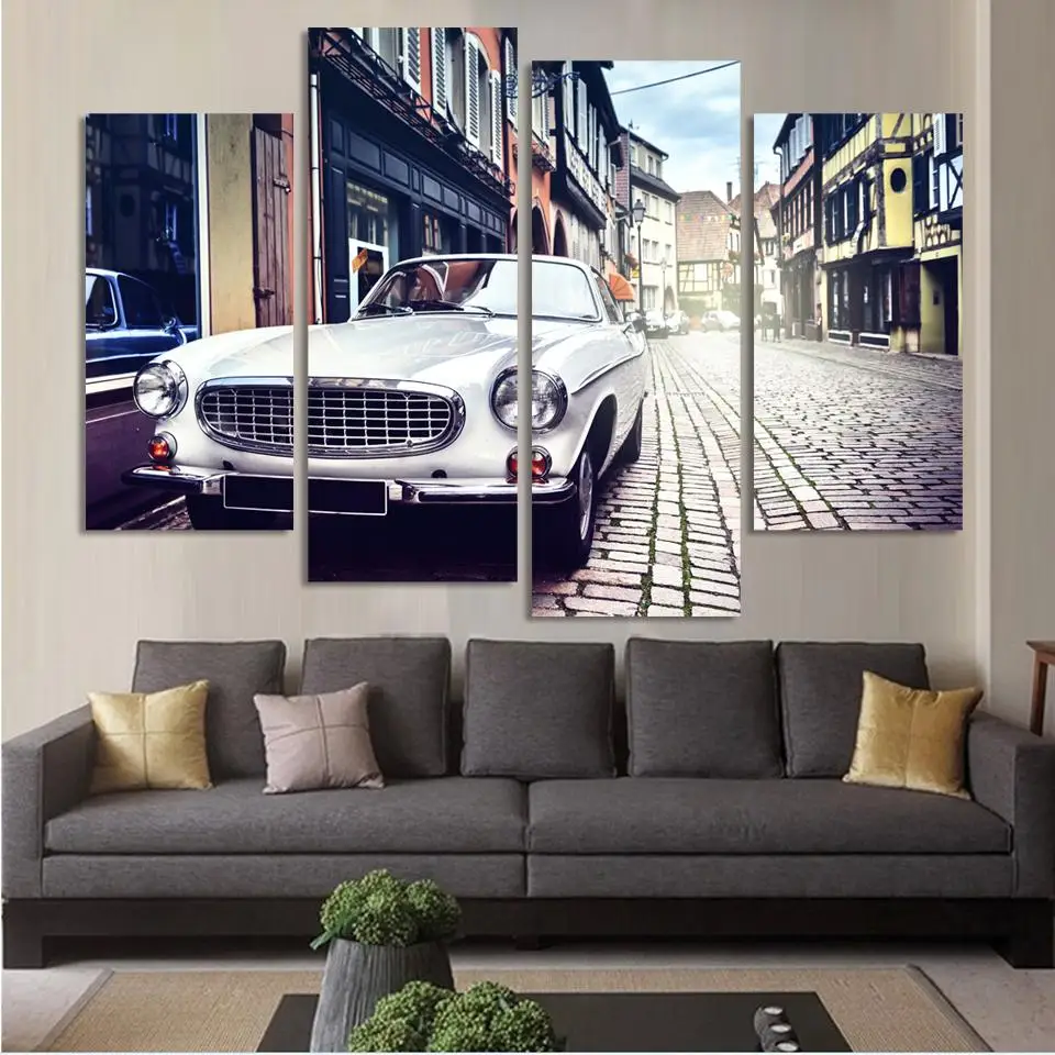 Fallout New Oil Painting 2017 4 Pcs Stree View Wall Art Picture Home Decoration Living Room Canvas Print | Дом и сад