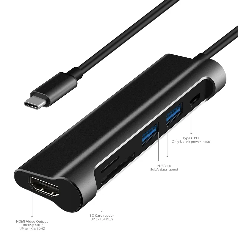 DZLST usb-хаб type C USB 3,1 адаптер SD/TF кард-ридер HDMI type-C PD зарядка USB 3,0 концентратор для MacBook huawei P20 Pro/Matebook