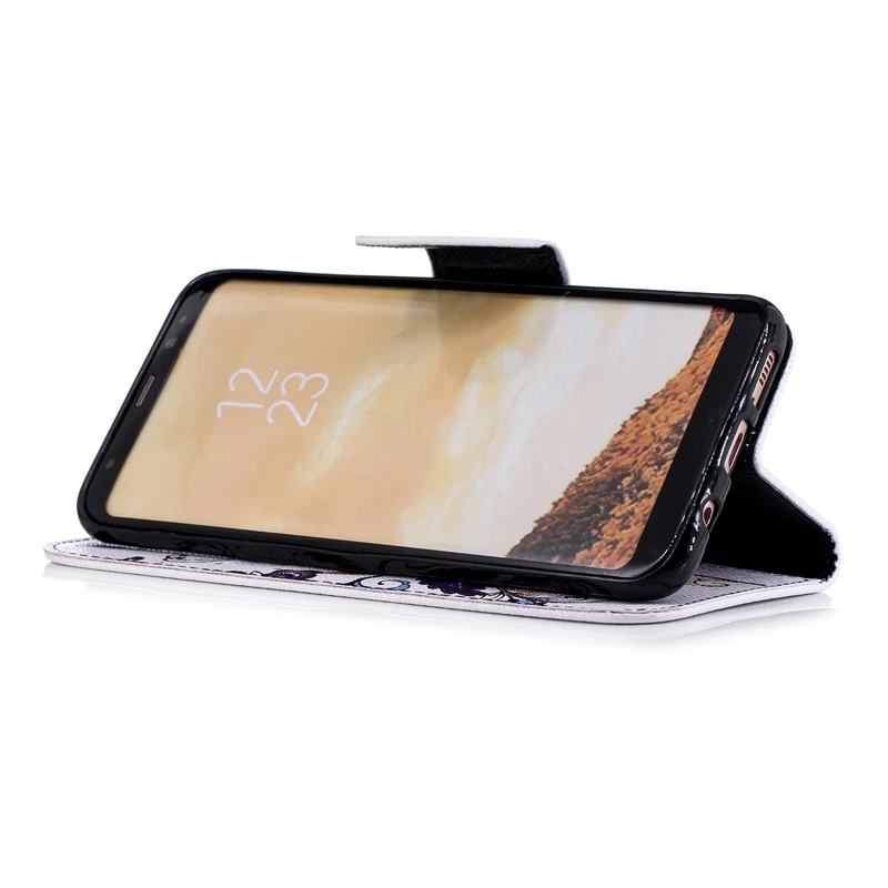 Кожаный чехол для Samsung Galaxy S8 Plus + Симпатичный мультяшный Чехол книжка SM G955F G955FD G955N