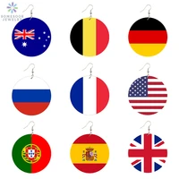 somesoor photos flags printing wooden drop earrings american european national country club sport team sign photos jewelry