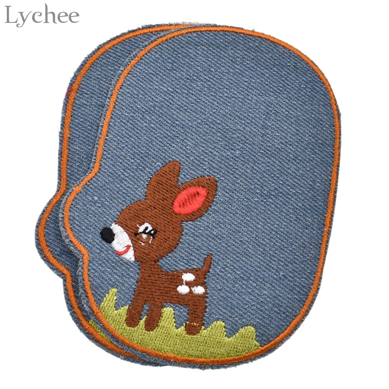 Lychee Life милые Мультяшные джинсы с животным утюгом на заплатках ремонт колено