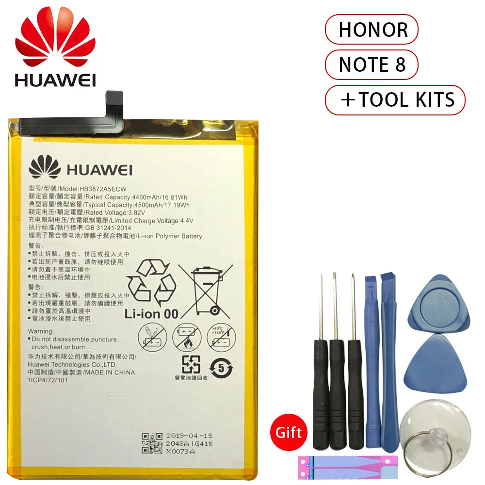 Оригинальный аккумулятор huawei HB3872A5ECW Honor Note 8 для смартфона Huawei 4500 мАч|Аккумуляторы